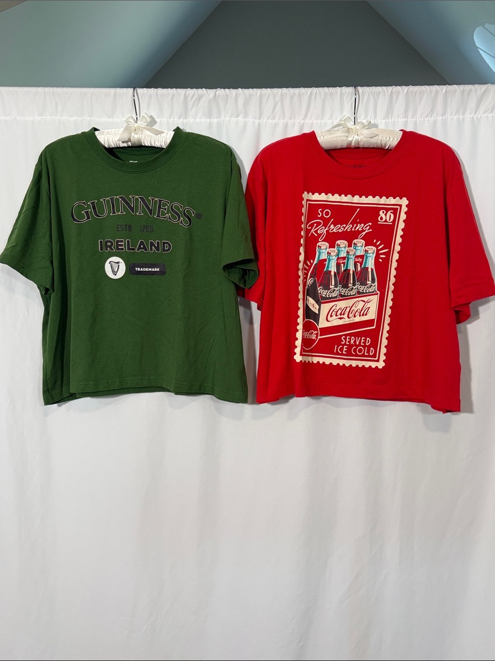 Guinness Green & Red Coca Cola Short Sleeve Tees - Set of 2